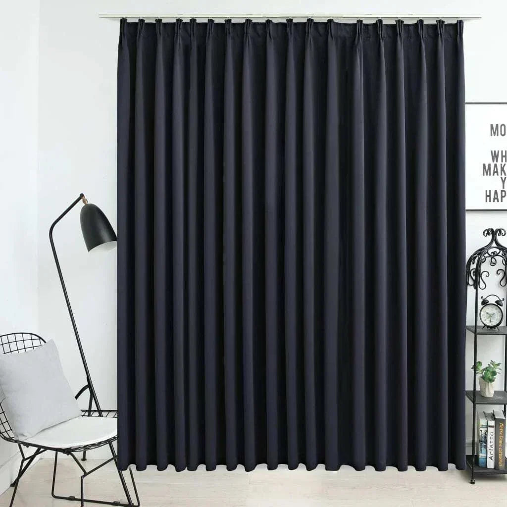 Blackout Curtain with Hooks Blind Drapery Window Covering ( Black) — main product view