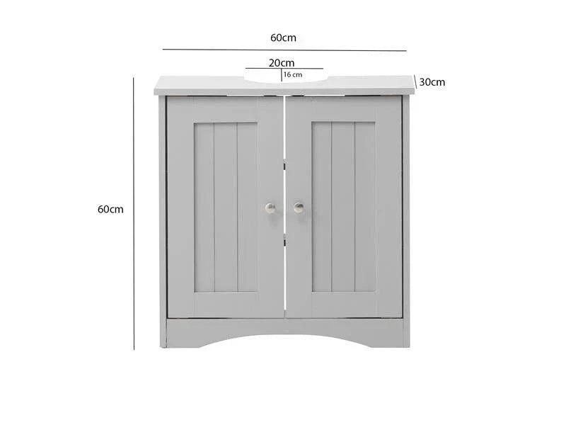 Grey Bathroom Under Sink Cabinet Basin Storage Cupboard Vanity Unit Furniture — on a clean white background