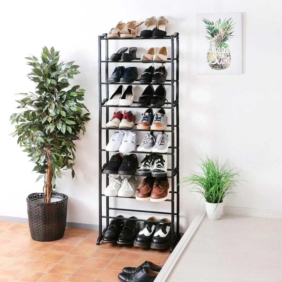 10 Tier Shoe Rack Stand Footwear Organiser Storage Metal Shelf 30 Pairs Unit — main product view