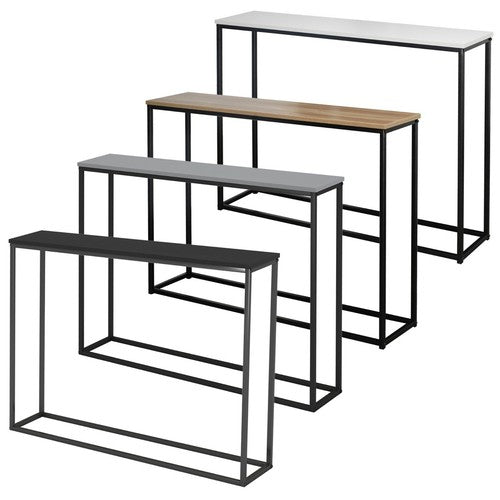 Wooden Free Standing Hallway Console Table Living Room Shelf Display Metal Legs — on a clean white background