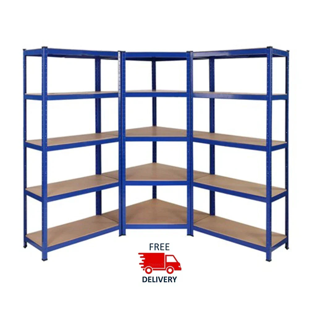 Corner Racking Garage Shelving Kit 5 Tier Heavy Duty Garage Storage Racks — on a clean white background