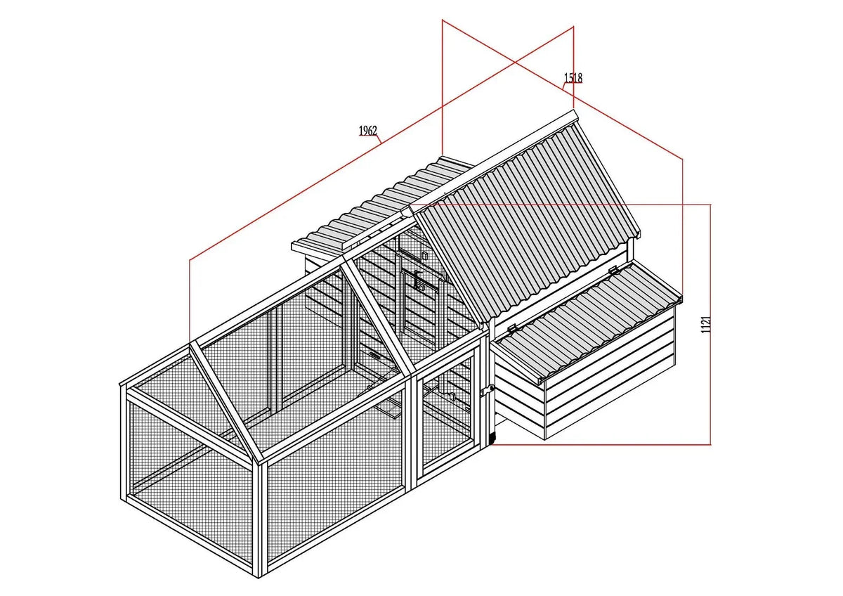 Chicken Coop Hen House Poultry Nest Box Coops Rabbit Hutch Plastic Plus Run — on a clean white background