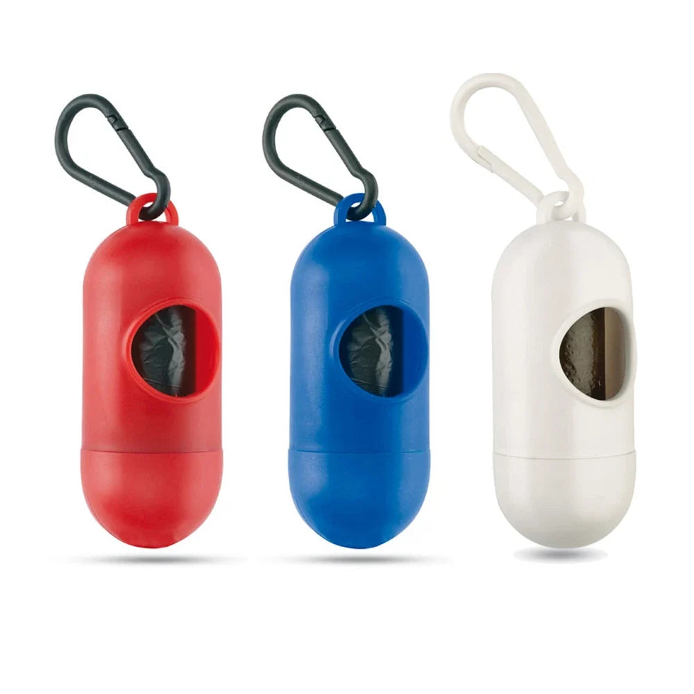 Lead-clip pet waste bag dispenser ready for a late-summer dog walk