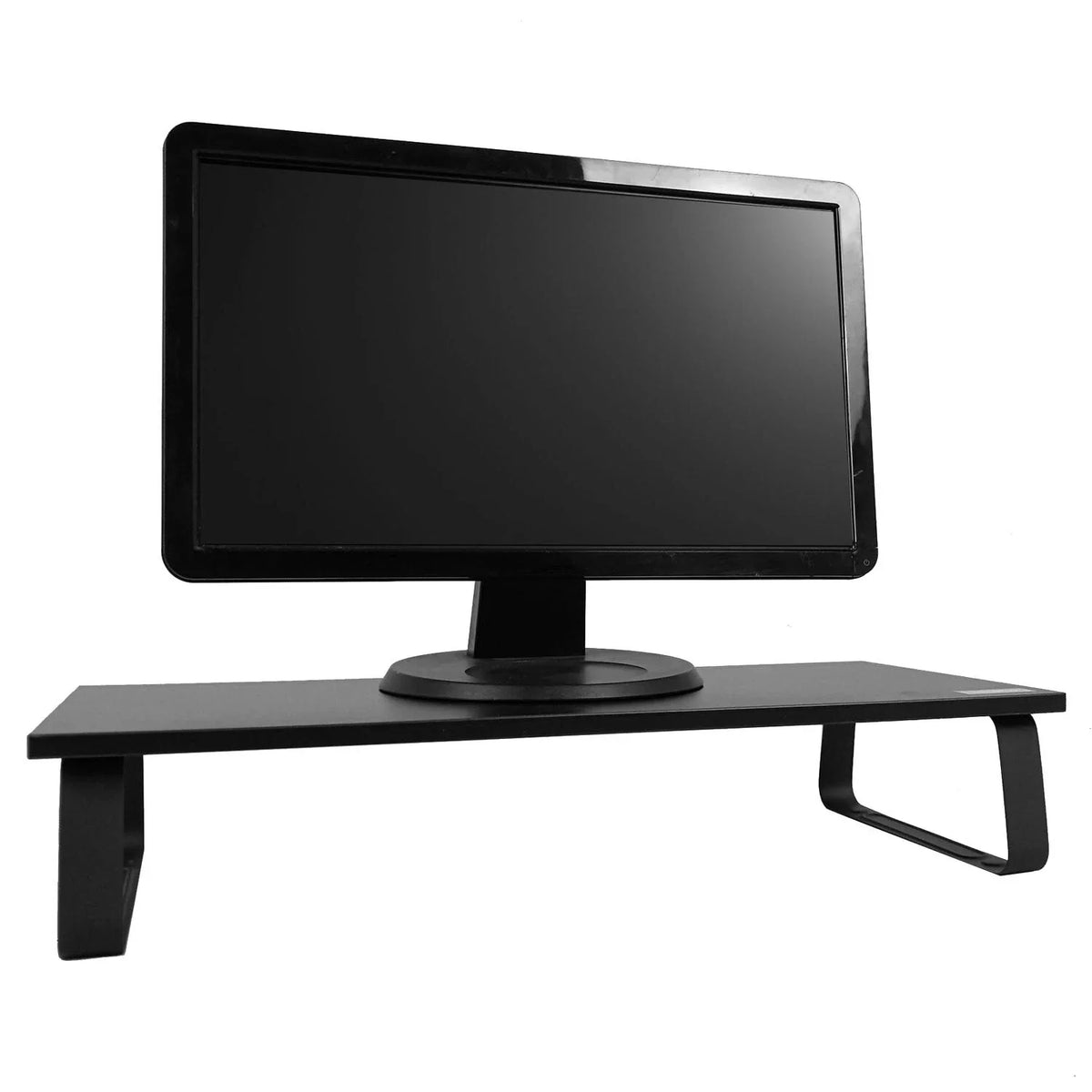 Monitor riser with storage used to organise a compact homework station