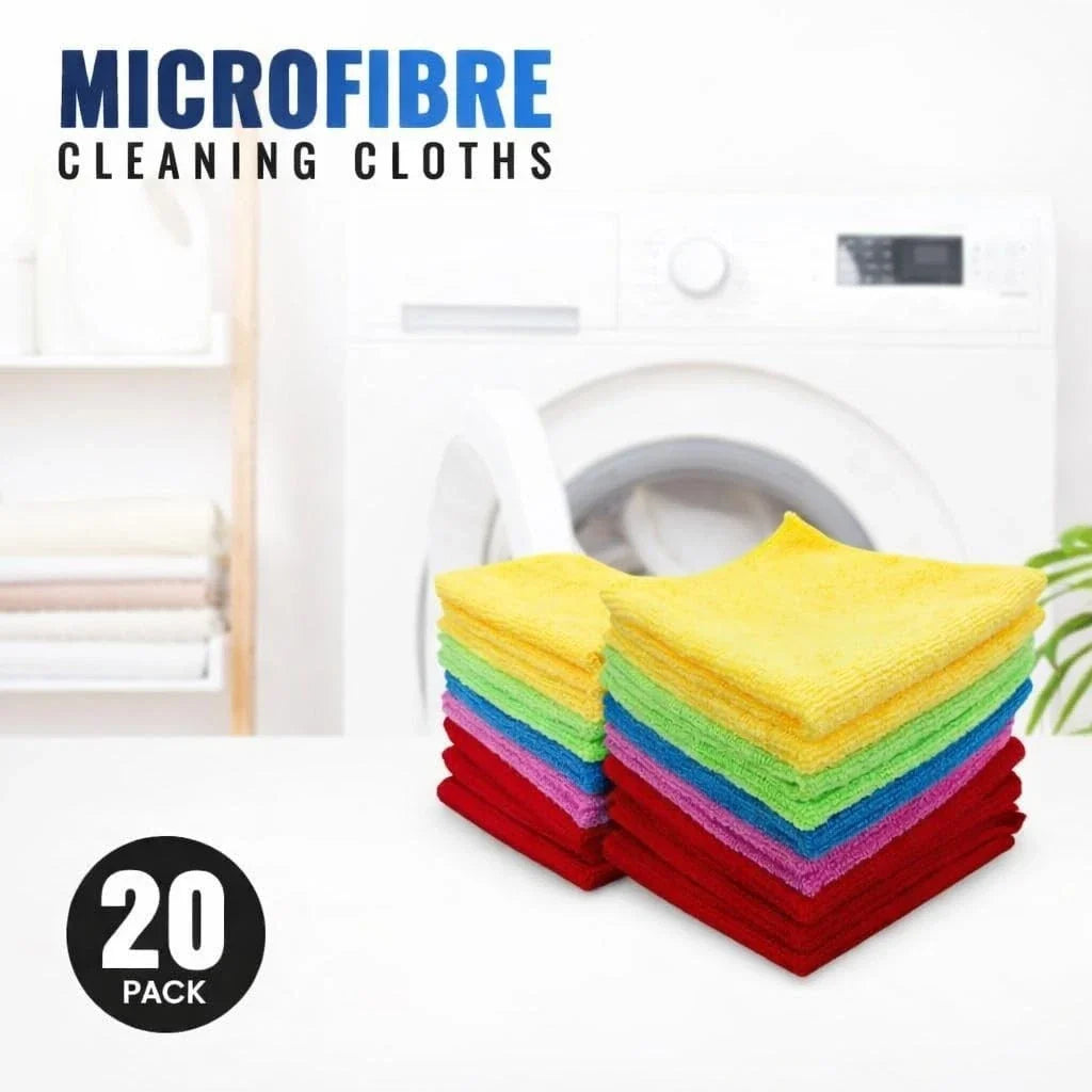 Reusable Microfibre Cleaning Cloths — 20 Pack, 30 × 30 cm — on a clean white background