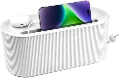 Cable Tidy Storage Box with Lid — on a clean white background