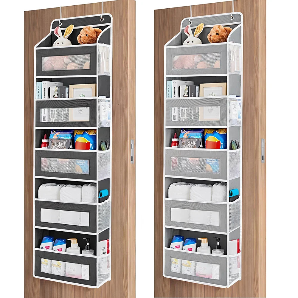 Over-door organiser used as part of a practical back-to-school home landing zone