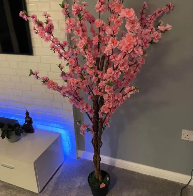 Artificial Blossom Tree Pink/White 120cm 4ft Realistic Faux House Plant Fully Potted — alternate product view 4