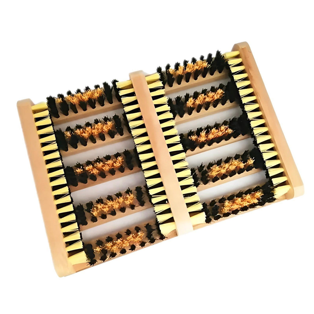 Wooden outdoor boot scraper brush