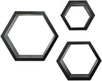 Hexagonal wall shelves shown as a coordinated set