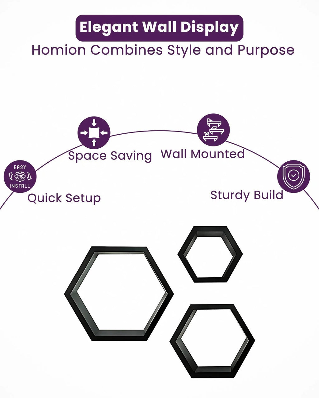 Floating hexagonal shelves in a room setting