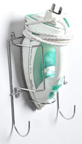 Polished chrome iron and ironing board holder