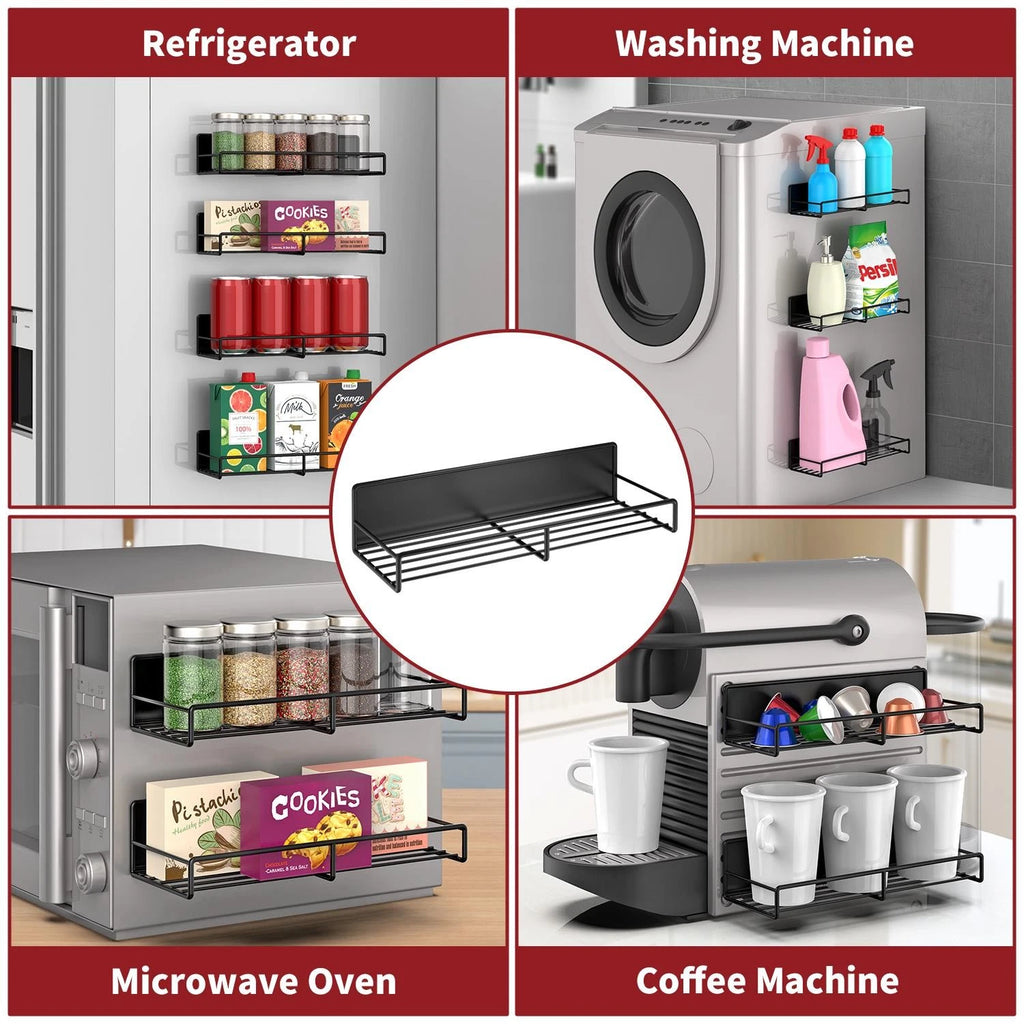 Magnetic spice rack fitted to a refrigerator