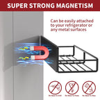 Black stainless steel magnetic kitchen organiser rack