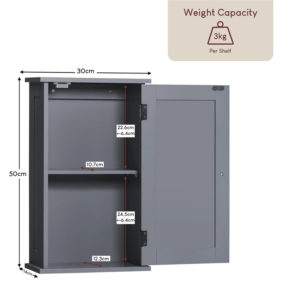 grey wall-mounted bathroom cabinet – view 2