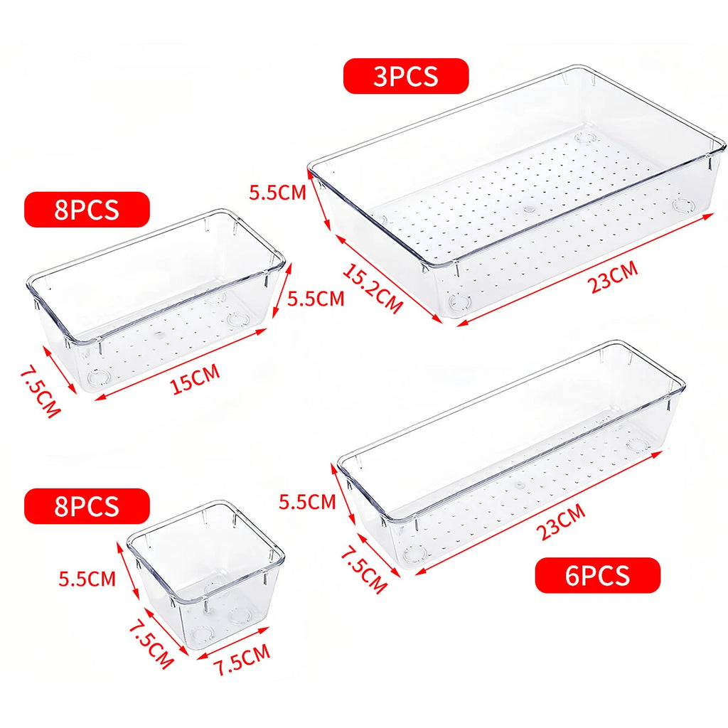 25-piece clear drawer organiser set – view 3