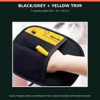 Double-Sided Pet Hair Removal Mitt for Furniture & Clothing — 24 × 16 cm — Black/Grey + Yellow Trim · 1 Mitt — product view