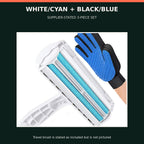 Reusable Pet Hair Remover Roller, Grooming Glove & Travel Brush — 3 — White/Cyan + Black/Blue · 3 Piece Set — product view