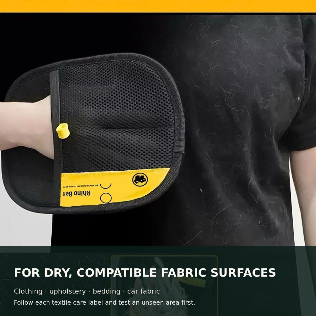 Double-Sided Pet Hair Removal Mitt for Furniture & Clothing — 24 × 16 cm — alternate product view 6