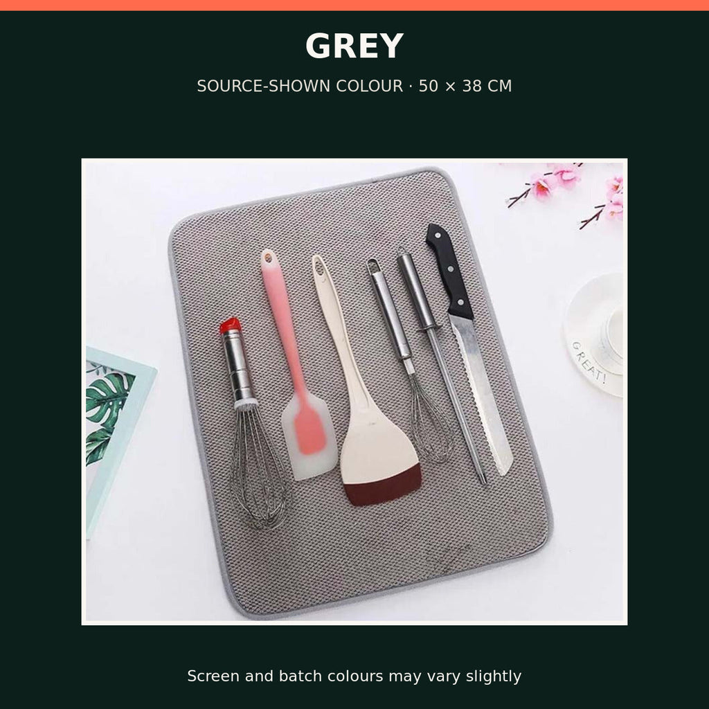 Large Microfibre Dish Drying Mat — 50 × 38 cm — Grey — product view