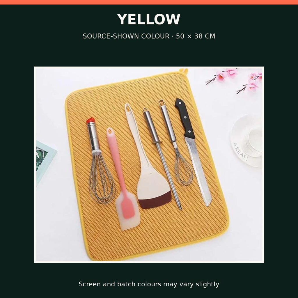 Large Microfibre Dish Drying Mat — 50 × 38 cm — Yellow — product view