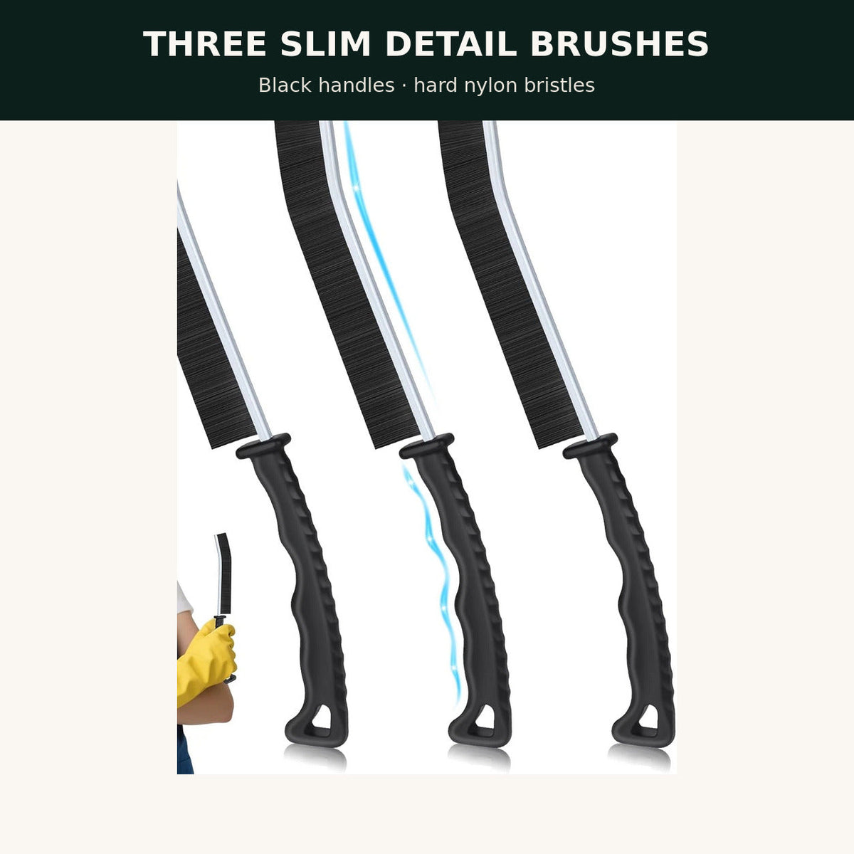 Hard-Bristle Crevice Cleaning Brushes — 3 Pack — alternate product view 2