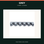 Wall-Mounted Mop & Broom Organiser — 5 Grips + 6 Hooks — Grey — product view
