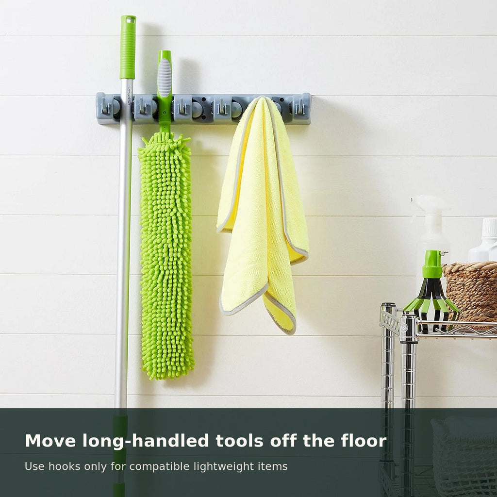 Wall-Mounted Mop & Broom Organiser — 5 Grips + 6 Hooks — alternate product view 6
