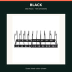 Expandable Pan & Lid Organiser Rack — 10 Dividers — Black — product view