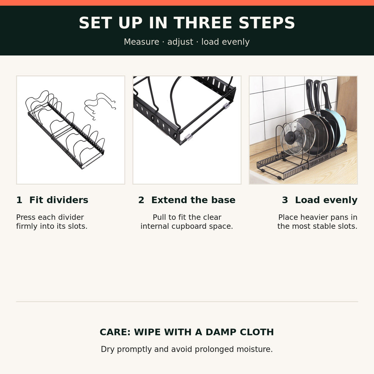 Expandable Pan & Lid Organiser Rack — 10 Dividers — alternate product view 7