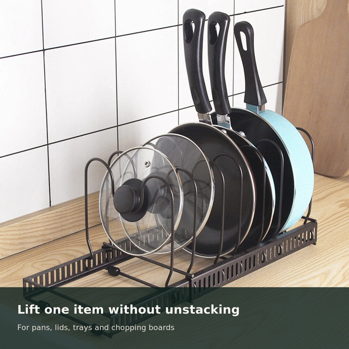 Expandable Pan & Lid Organiser Rack — 10 Dividers — alternate product view 6