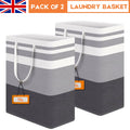 Grey and black 75 litre folding laundry baskets — view 1