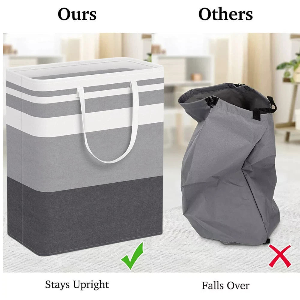 Grey and black 75 litre folding laundry baskets — view 3