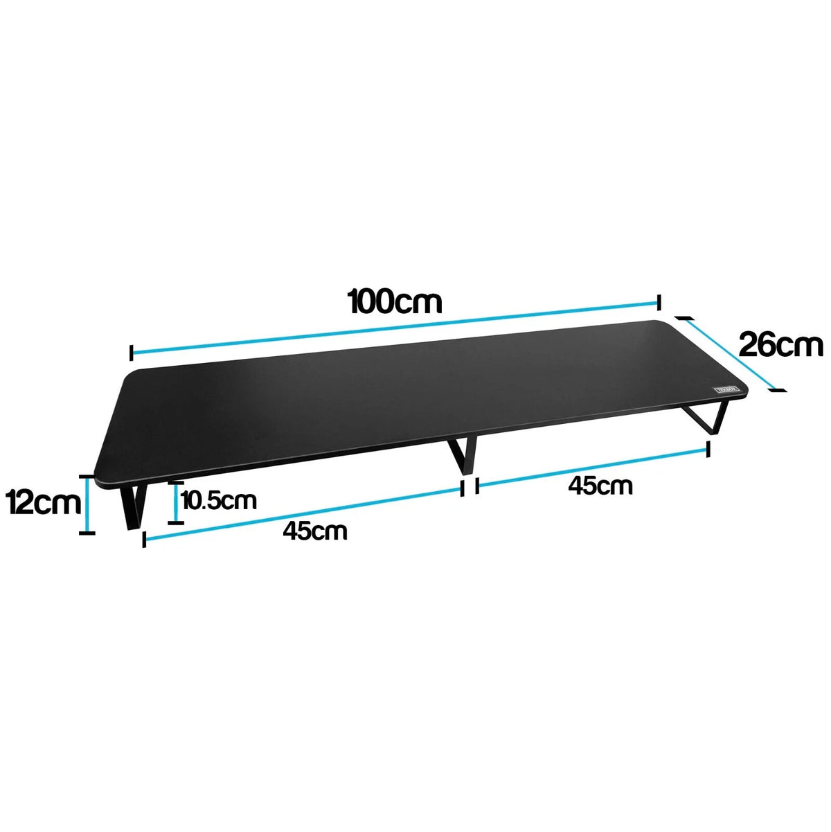Black double monitor riser stand — view 2