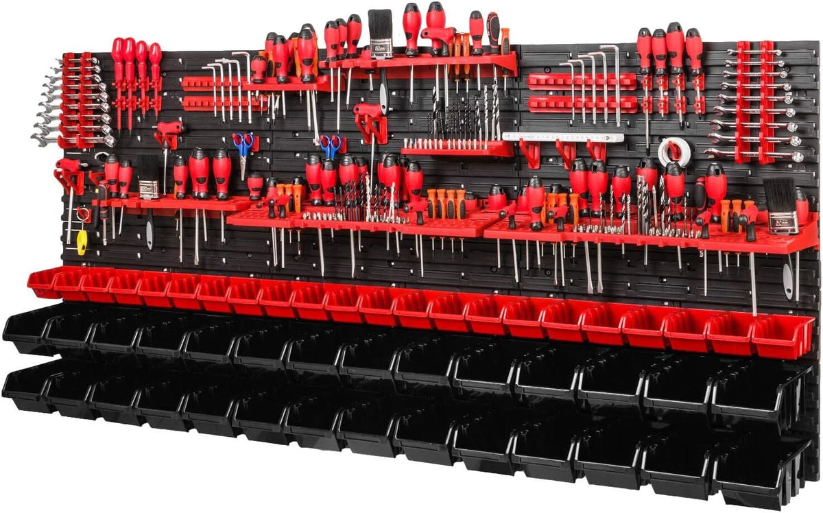 72-piece wall-mounted tool pegboard organiser — view 2