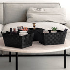 set of three black woven storage baskets — view 3