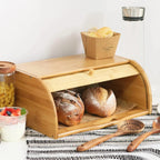natural bamboo roll-top bread bin — view 1