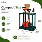 green freestanding garden tool storage rack — view 2