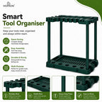 green freestanding garden tool storage rack — view 3