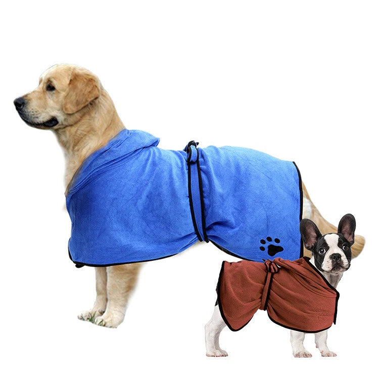 Adjustable microfibre dog drying robe