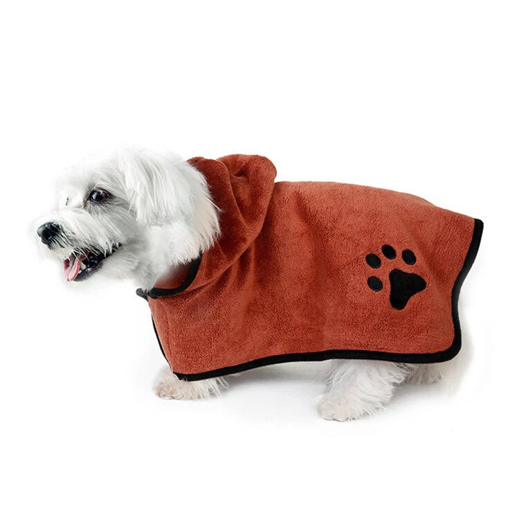 Dog drying robe fit and fastening detail