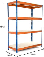 Heavy Duty Warehouse Racking Garage Shelving Storage Shelves Metal Shelf Unit 180x120x60cm — 4 tier — product view