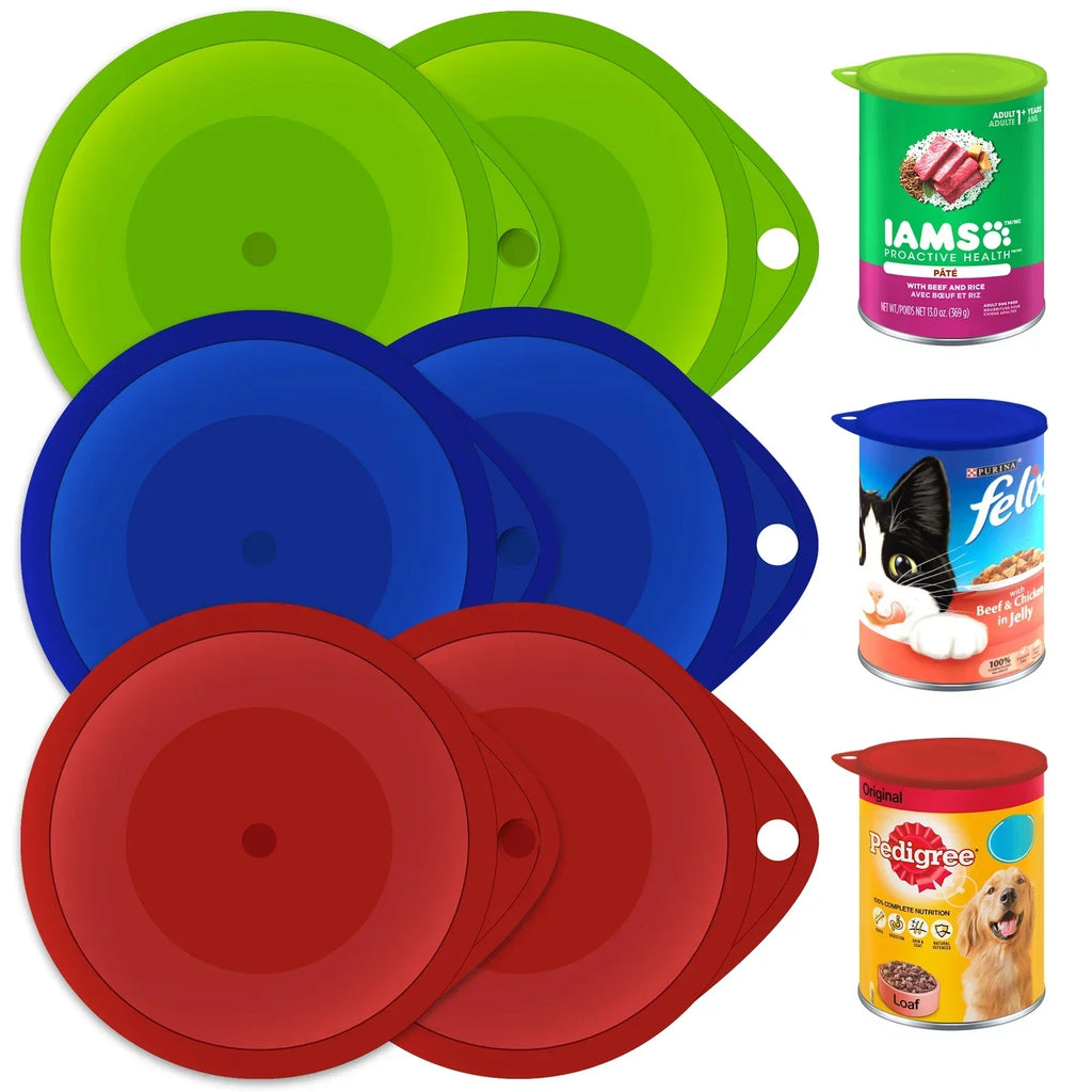 6 Plastic Can Lids Reusable Pet Food Caps Covers Dog Cat Tin Tops Fresh Storage — main product view