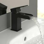 Bathroom Modern Waterfall Black Basin Sink Mono Square Mixer Tap Filler Waste — alternate product view 5