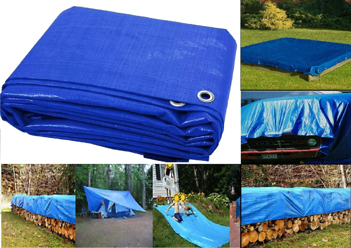 Heavy Duty Blue Tarpaulin Regular Waterproof Cover Tarp Ground Sheet All Sizes — alternate product view 6