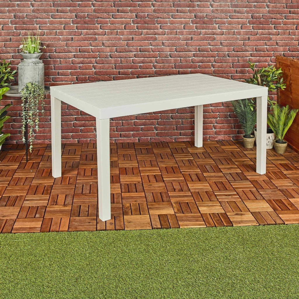 White Garden Plastic Patio Dining Large Table & Folding Chairs Outdoor Furniture — alternate product view 4
