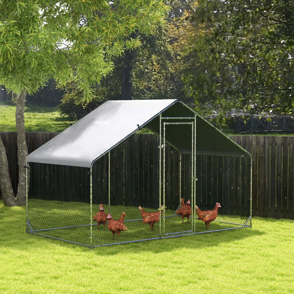Walk In Chicken Run Galvanized Chicken Coop Hen House w/ Water-Resist Cover — alternate product view 13