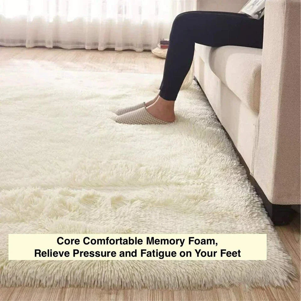 Cream Color Fluffy Large Rugs Anti-Slip Super Soft Carpet Mat Floor Living Room Bedroom Rug — alternate product view 3