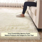 Cream Color Fluffy Large Rugs Anti-Slip Super Soft Carpet Mat Floor Living Room Bedroom Rug — alternate product view 3