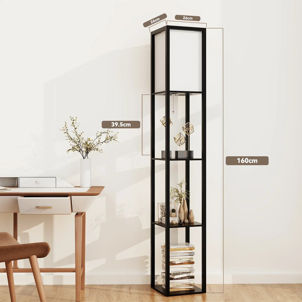 Floor Lamp Free Standing Wood 3-Tier Storage Shelf Reading Bedroom Living Room — alternate product view 10
